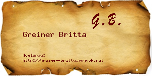 Greiner Britta névjegykártya
